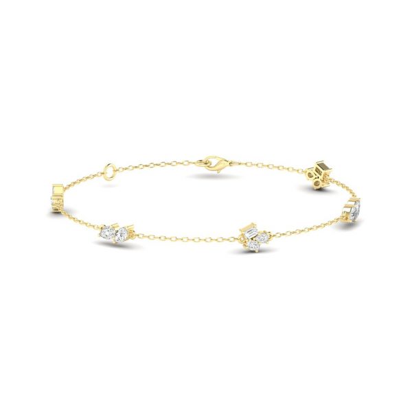 [BMULTI4241.00Y147.00] Dainty Multi Shape Cluster Bracelet (Yellow, 14kt Gold)