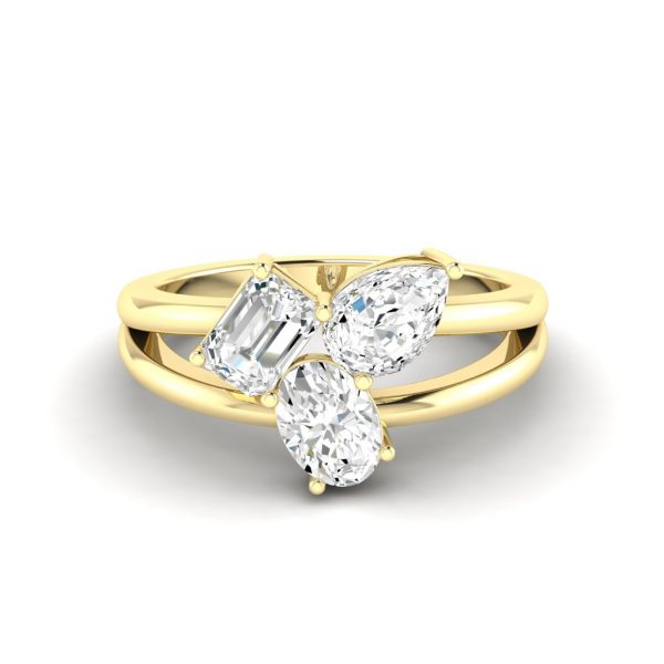 [RF3121.50Y146.50] Multi Shape Cluster Ring (1.50, Yellow, 14kt Gold, 6.50)